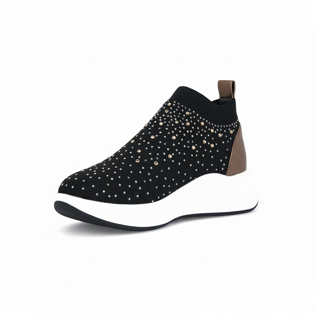 Sneaker Running Elastica Donna  Pregunta PCG03 Nero, Tessuto elasticizzato e Vera Pelle - Numero 36 (EU) - Comfort, Performance e Stile