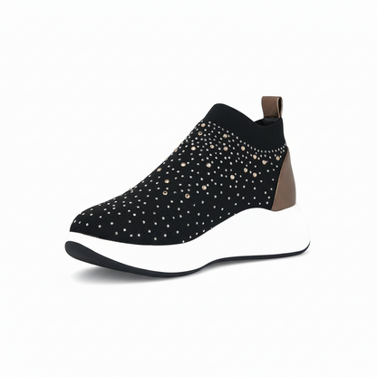 Sneaker Running Elastica Donna  Pregunta PCG03 Nero, Tessuto elasticizzato e Vera Pelle - Numero 36 (EU) - Comfort, Performance e Stile