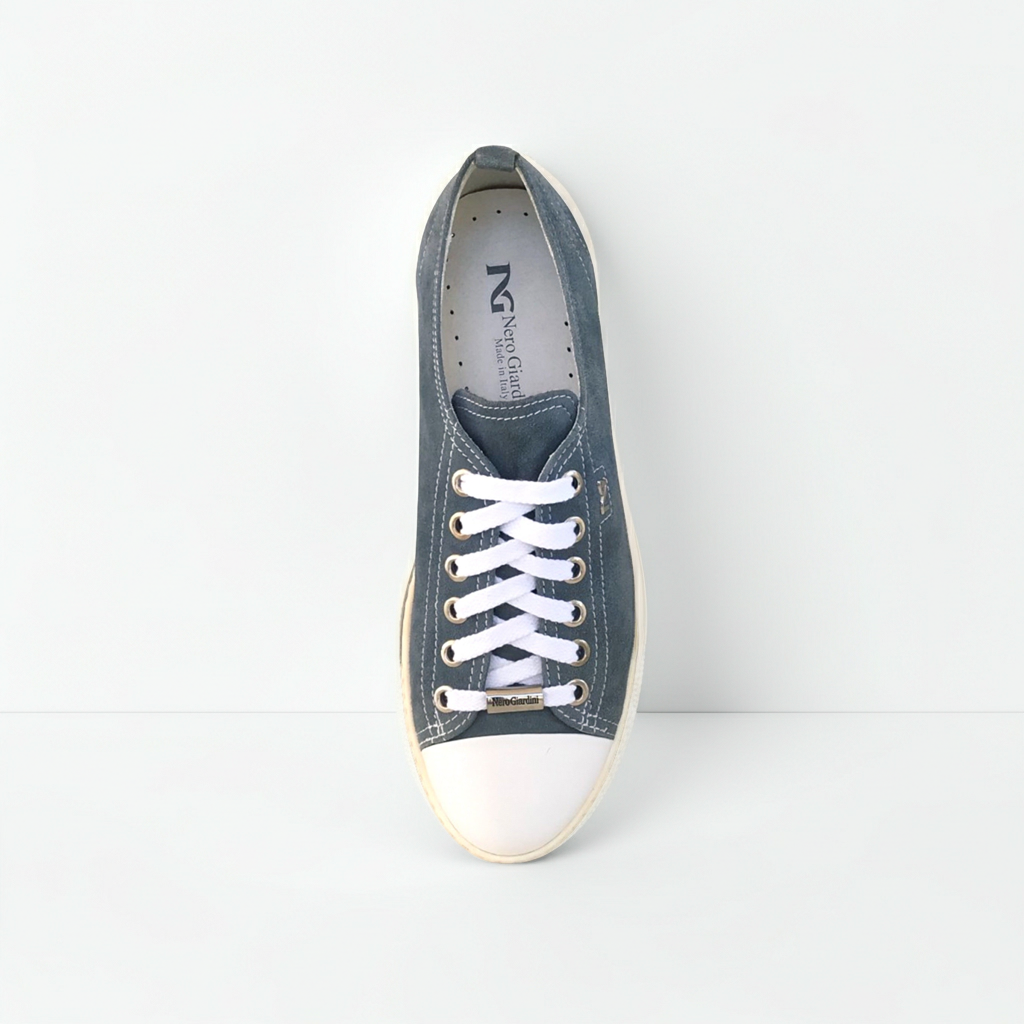 Sneakers basse Donna NeroGiardini P308430D Vera Pelle Blu Avio, Numero 36 EU