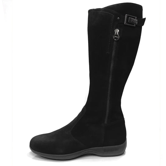Stivali bassi Donna NeroGiardini A005102D Vera Pelle Scamosciata, Fondo gomma, Cerniera Zip - Colore Nero