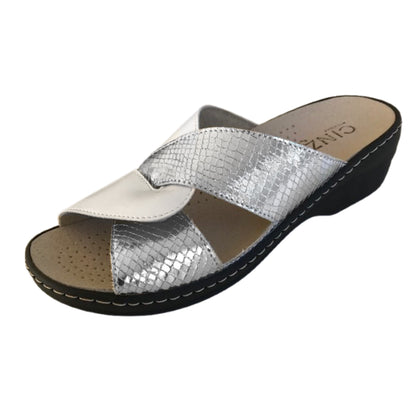 Ciabatte Donna Cinzia Soft IAEH63VPY Argento e Bianco con Plantare Estraibile