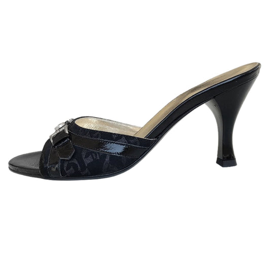 Ciabatte Eleganti NeroGiardini Vera Pelle in vernice e Tessuto Monogram - Nero