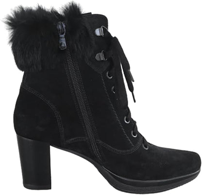 Stivaletti Neri Invernali Donna NeroGiardini A207801D - Tacco 6.5 con Plateau, Vera Pelle Scamosciata, Cerniera Laterale, Pelliccetta Nera - Numero 37