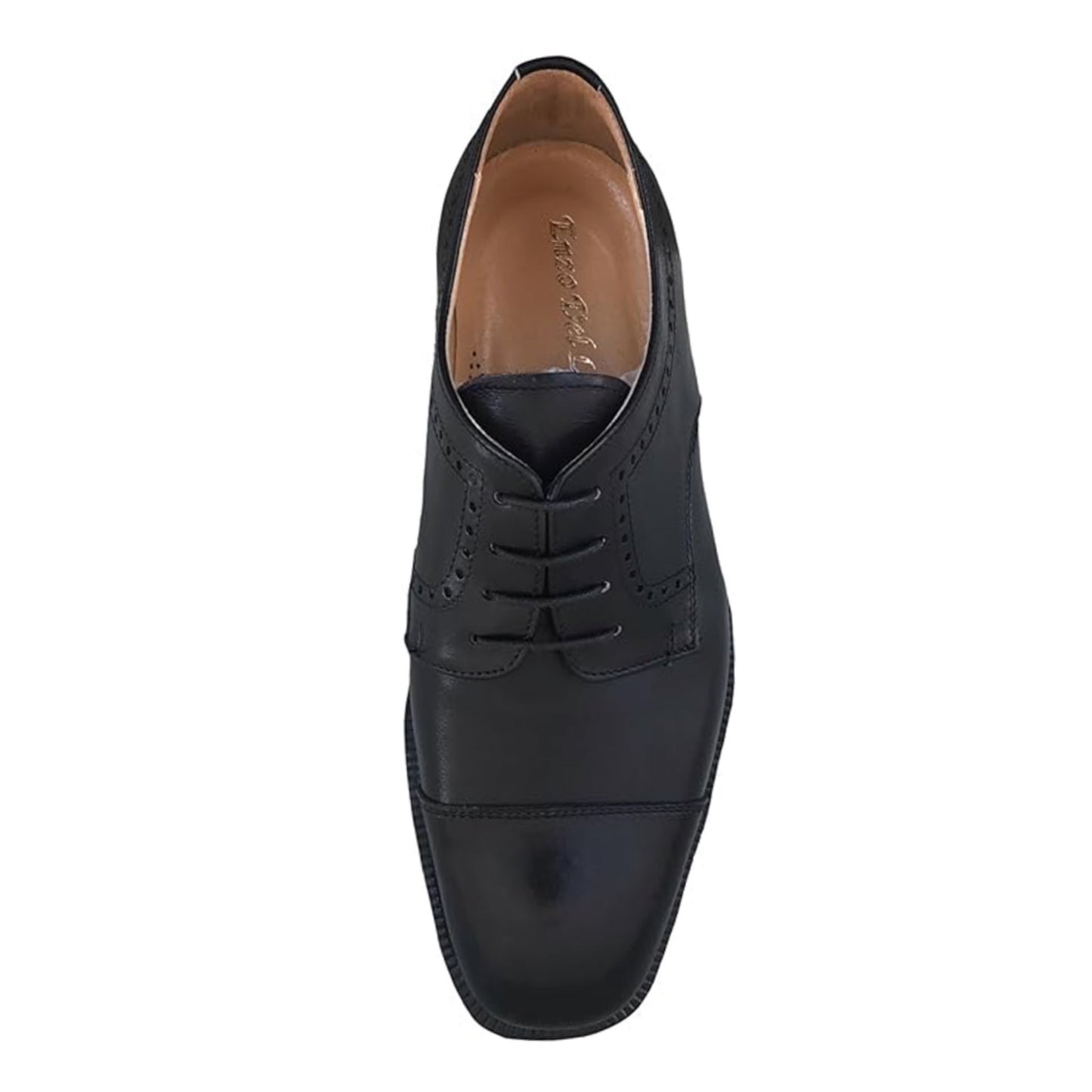 Scarpe Classiche Uomo Enzo del Lago 2058 Vera Pelle Nero Fondo Cuoio - 39 EU