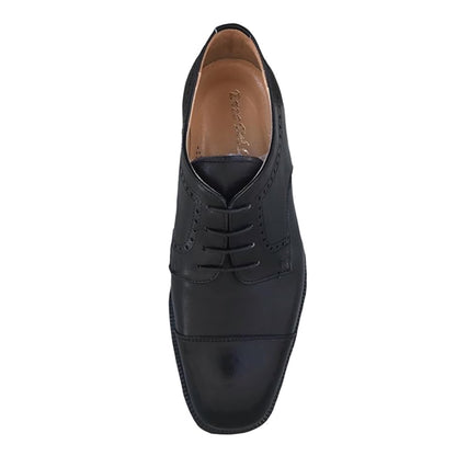 Scarpe Classiche Uomo Enzo del Lago 2058 Vera Pelle Nero Fondo Cuoio - 39 EU