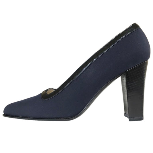 Dècolletè Donna Erika D’Alessio 847, Tela Seta, Vera Pelle, Profilo Vernice, Blu