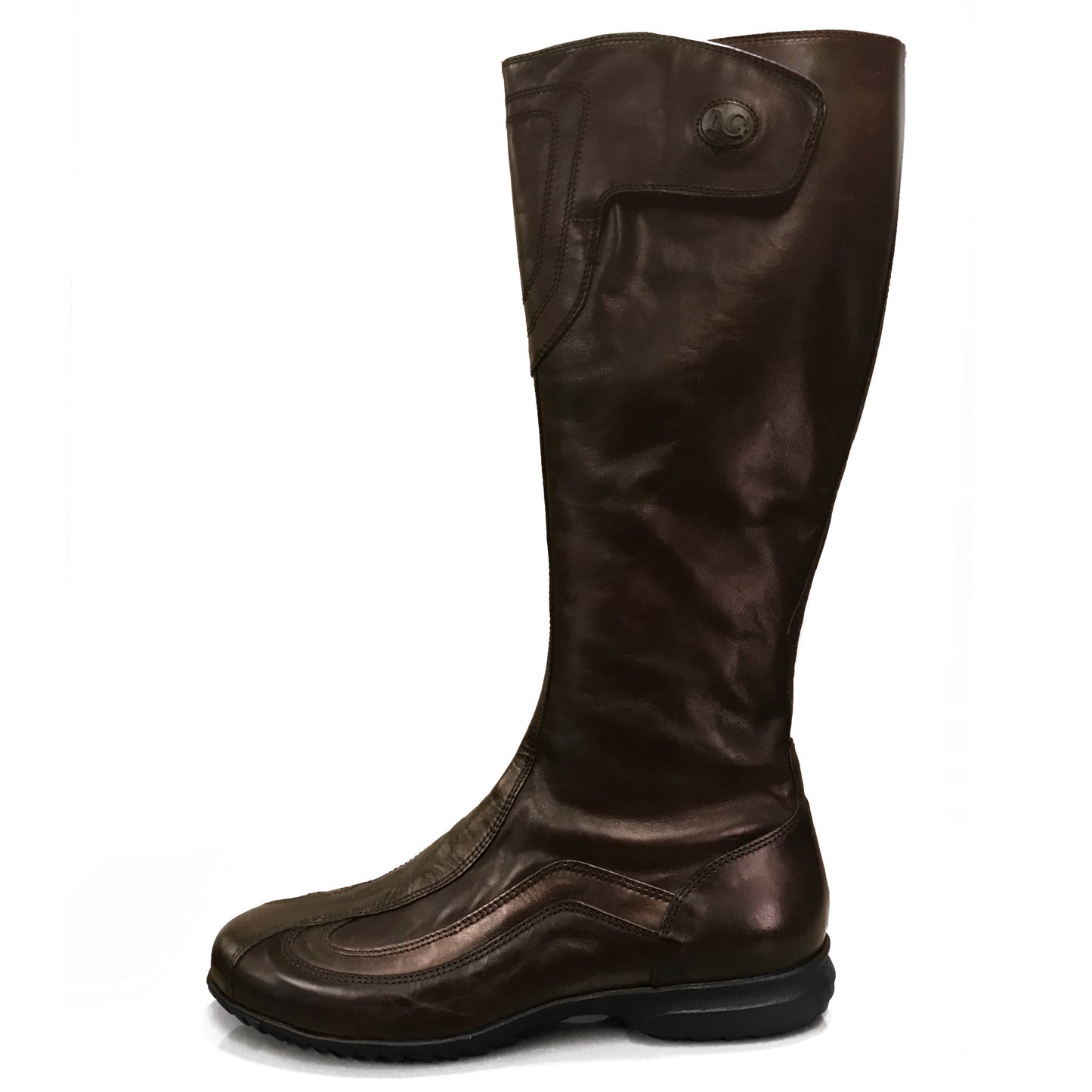 Stivali bassi Donna NeroGiardini 00840 Vera Pelle, Fondo Gomma, Cerniera Zip, Elastico, Chiusura a strappo - Testa di Moro, Bronzo