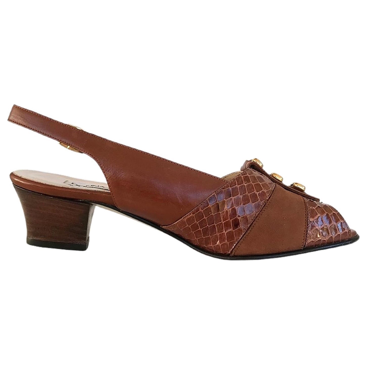 Sandali Donna Confort 1556 tacco 4 cm, Vera Pelle, Cuoio