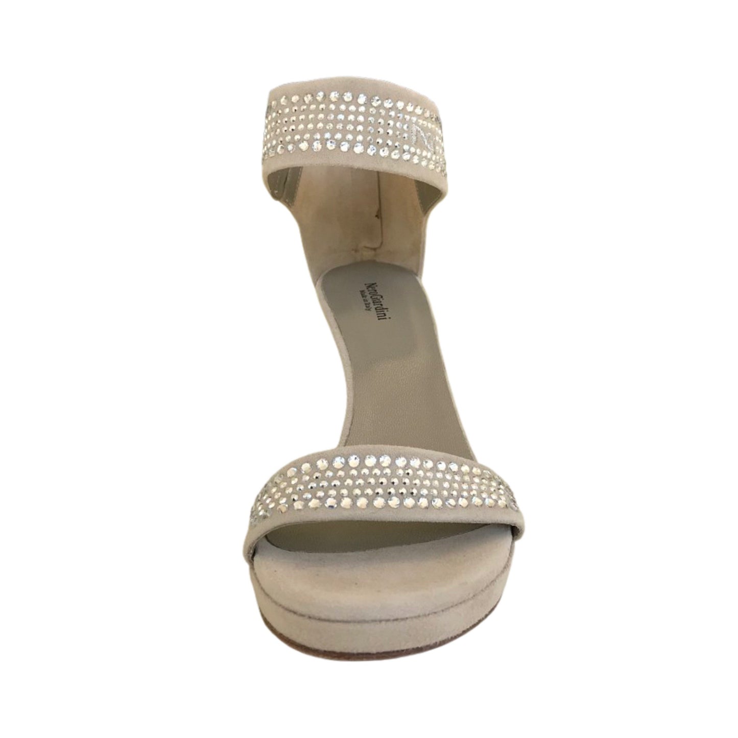 Sandali Donna NeroGiardini P207571DE Vera Pelle Scamosciata Beige con strass