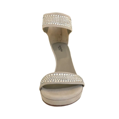 Sandali Donna NeroGiardini P207571DE Vera Pelle Scamosciata Beige con strass