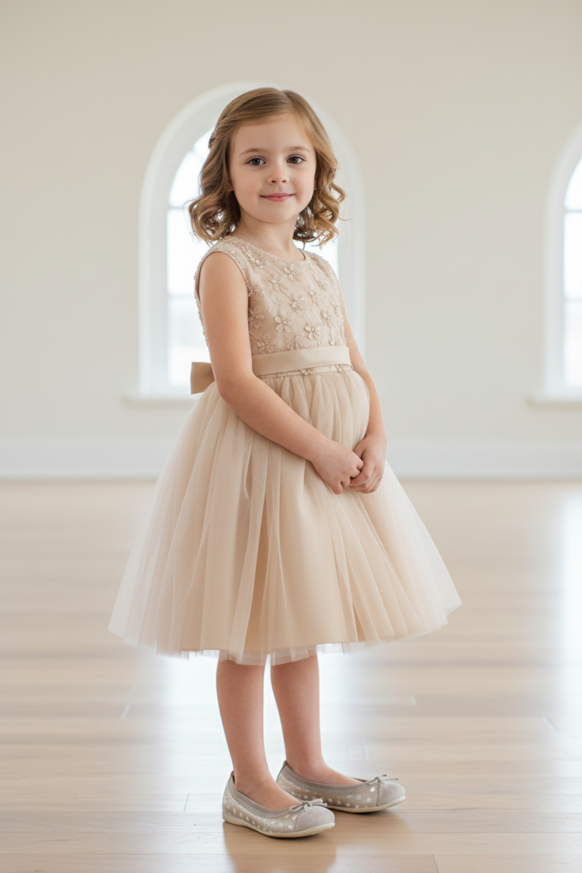 Ballerine Bambina Nero Giardini P631221F Beige Oro a pois bianchi Vera Pelle