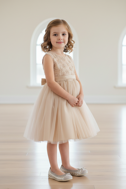 Ballerine Bambina Nero Giardini P631221F Beige Oro a pois bianchi Vera Pelle