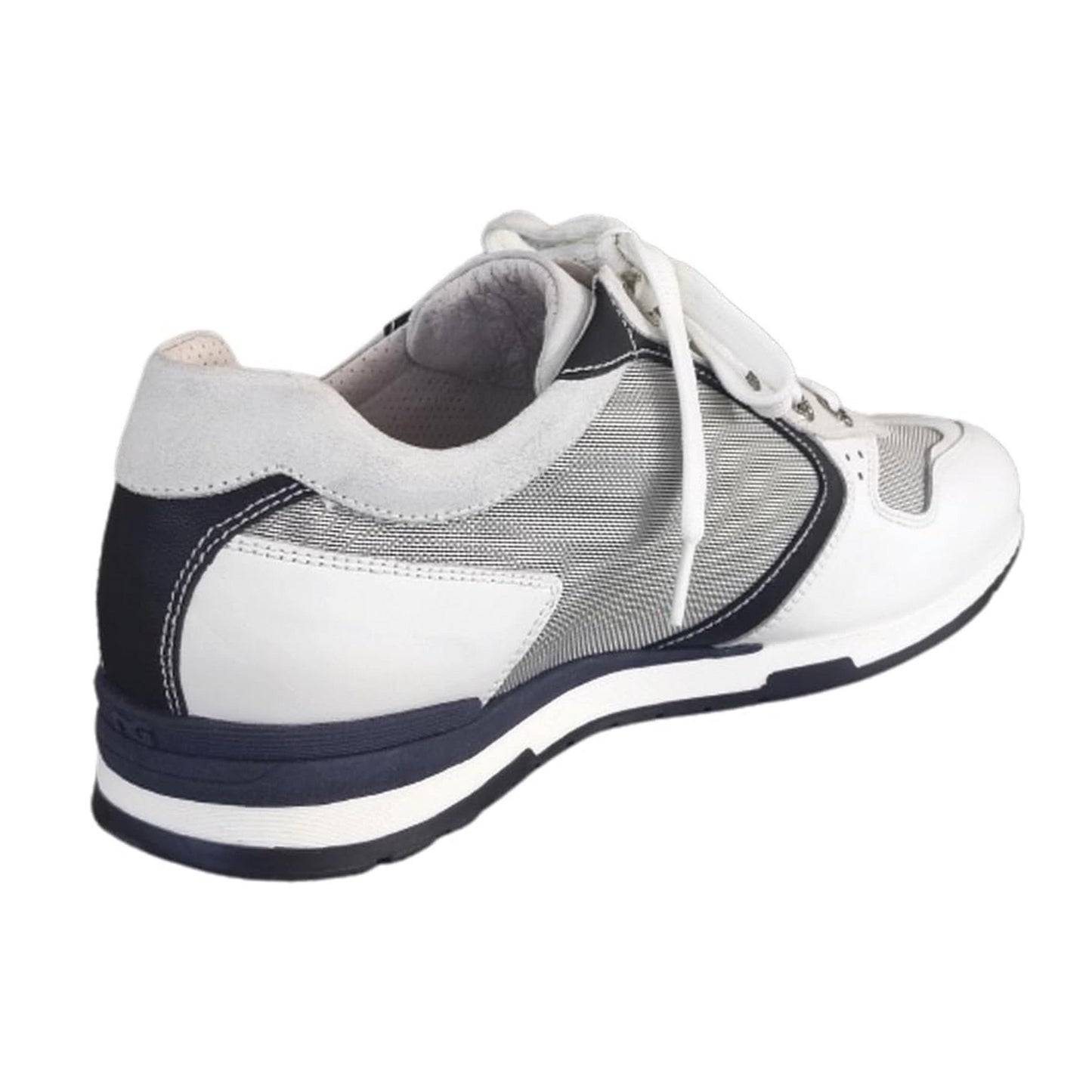 Sneakers Uomo NeroGiardini P008025 Vera Pelle Bianco Blu - 44 EU