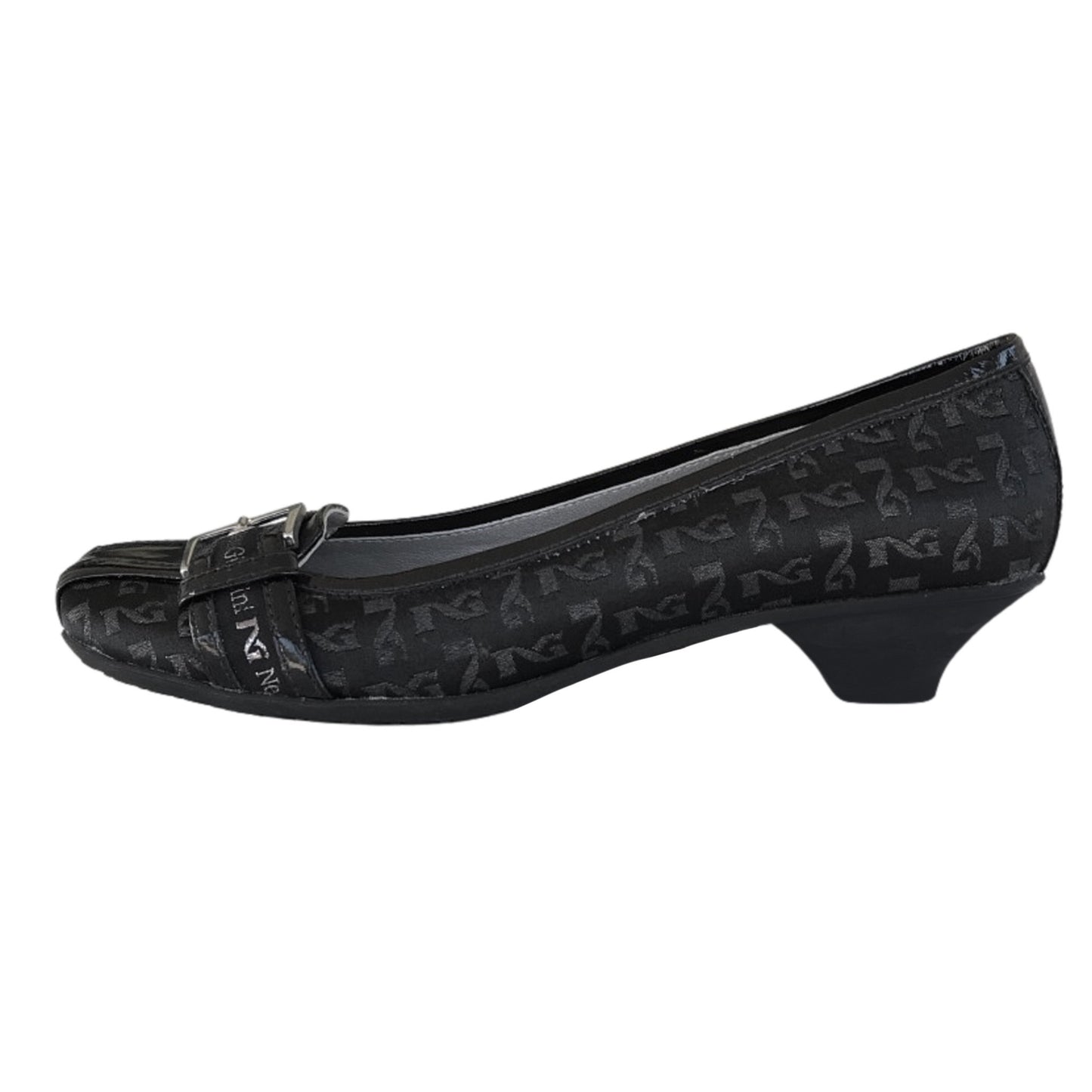 Décolleté basse NeroGiardini 00711 Tessuto Monogram Vera Pelle Nero