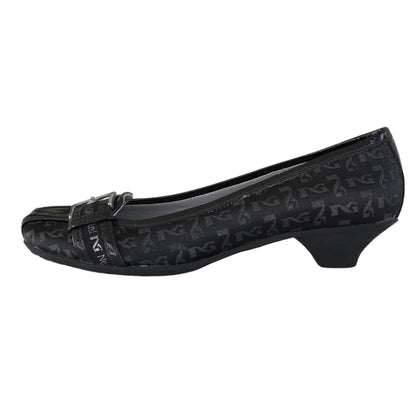 Décolleté basse NeroGiardini 00711 Tessuto Monogram Vera Pelle Nero