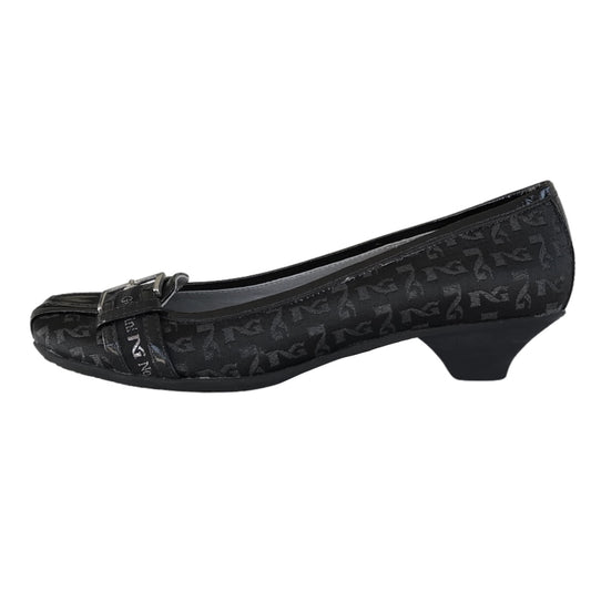 Décolleté basse NeroGiardini 00711 Tessuto Monogram Vera Pelle Nero
