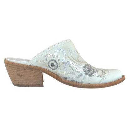 Sabot NeroGiardini Vera Pelle 00783 Zanzibar Bianco Paillettes