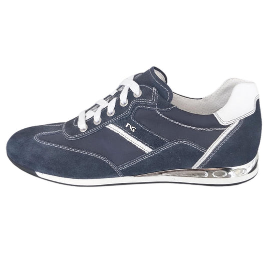 Sneakers Stringata Uomo NeroGiardini P604011U Vera Pelle Scamosciata Blu