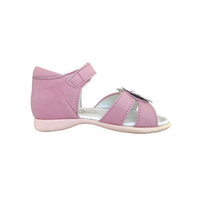 Sandali Bambina Cricket in Vera Pelle Rosa con Fiore Decorativo, Chiusura con Fibbia - 19 EU