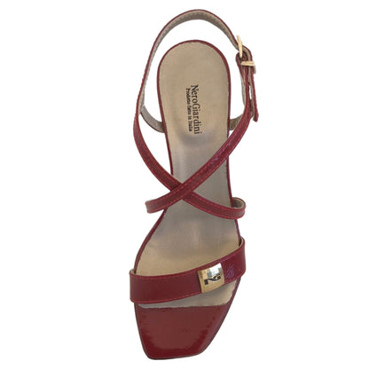 Sandali con zeppa NeroGiardini Vera Pelle Naplak - Rosso Bordeaux