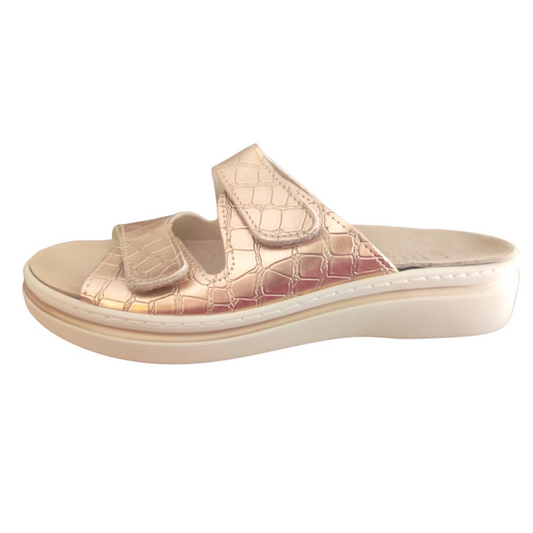 Ciabatte donna Cinzia Soft 011 con plantare estraibile, doppio strappo, cocco cipria