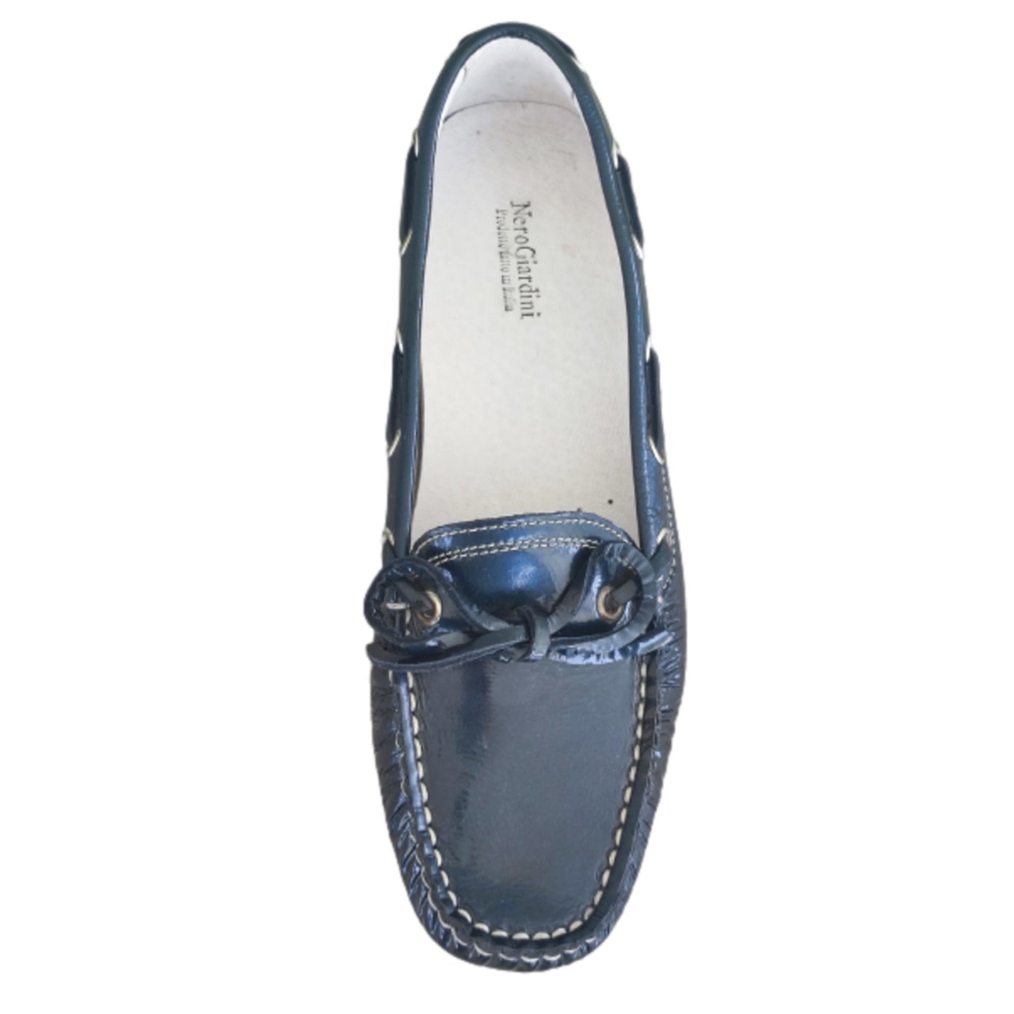 Mocassini Donna NeroGiardini 10011 Vera Pelle in Vernice Blu Petrolio