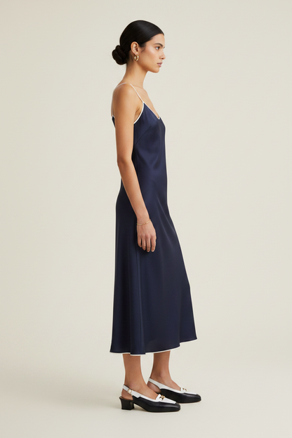 Décolleté Slingback Donna Confort 2058 in Vera Pelle – Blu Navy e Bianco Taglia 36