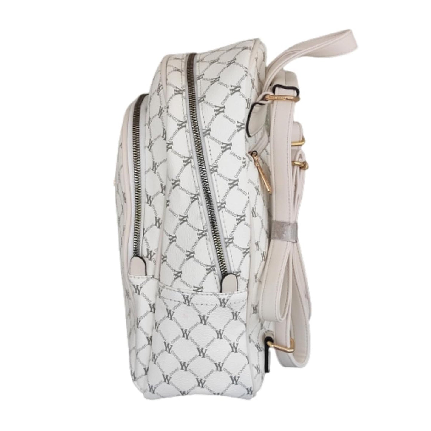 Generico Zainetto donna ecopelle bianco panna e beige con doppia zip fronte e una zip antifurto retro zaino per scuola università lavoro ufficio viaggio YouYoungCoveri