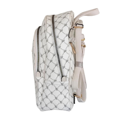 Generico Zainetto donna ecopelle bianco panna e beige con doppia zip fronte e una zip antifurto retro zaino per scuola università lavoro ufficio viaggio YouYoungCoveri