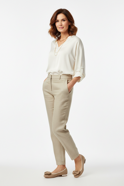 Ballerine NeroGiardini Tacco Basso camoscio Beige con riporti in Pelle