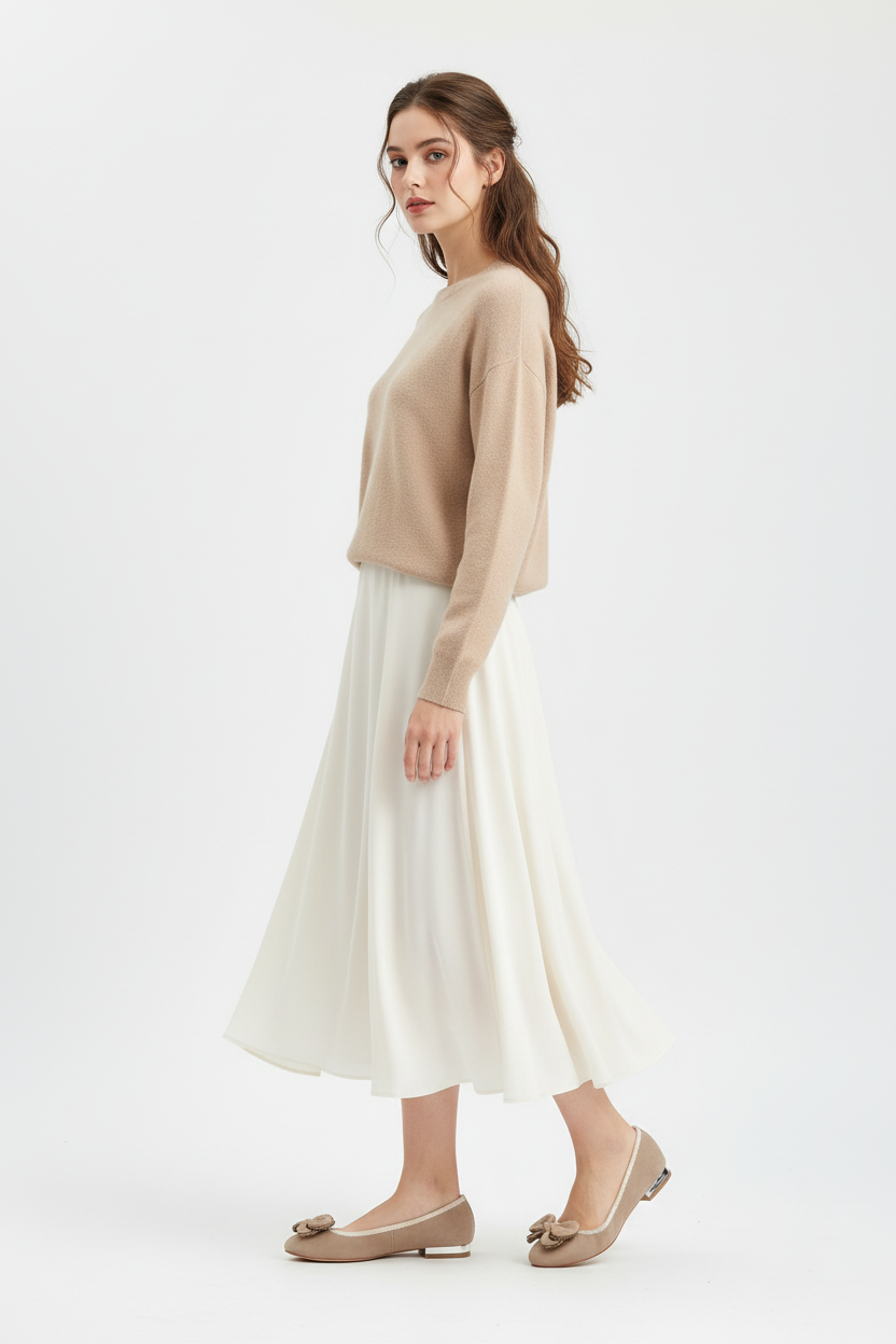 Ballerine NeroGiardini Tacco Basso camoscio Beige con riporti in Pelle