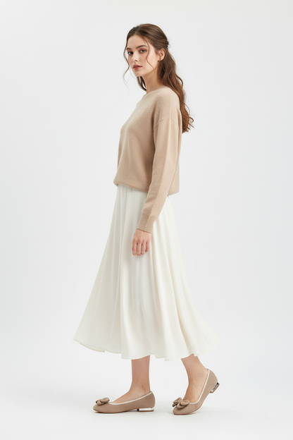 Ballerine NeroGiardini Tacco Basso camoscio Beige con riporti in Pelle