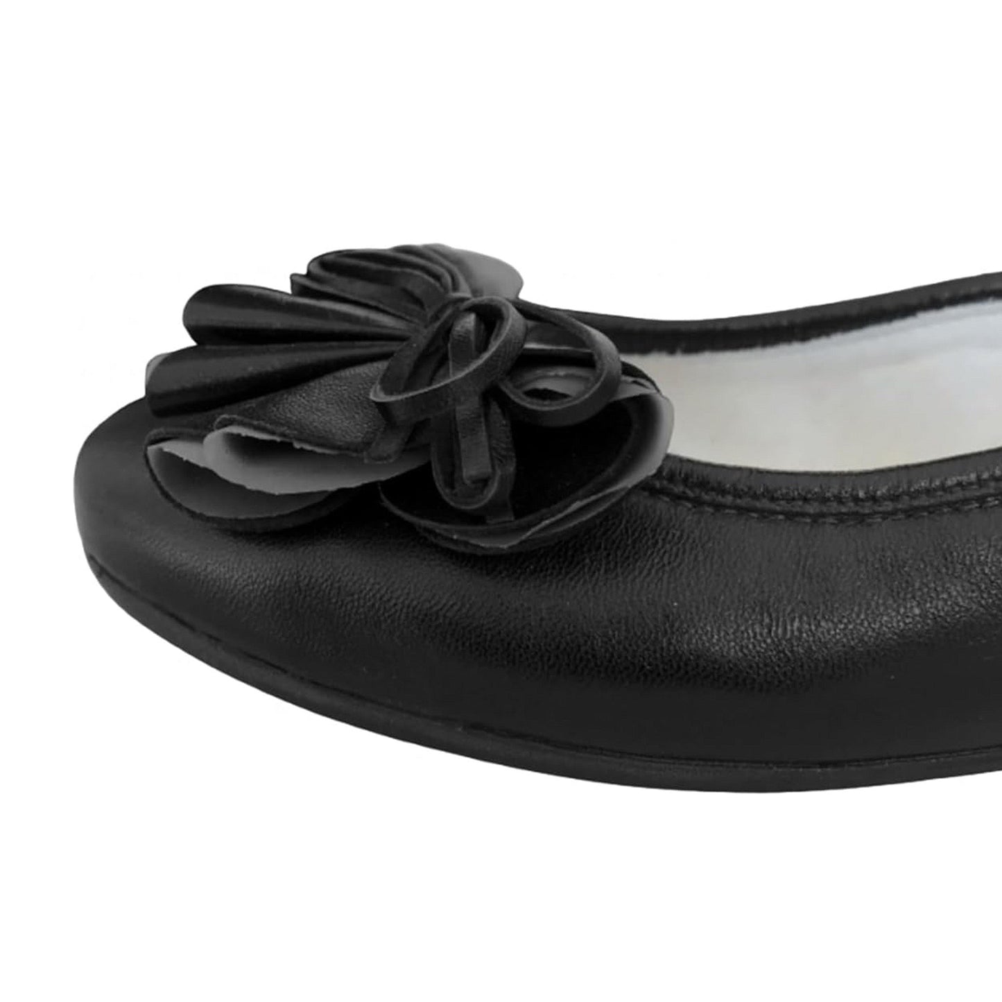 NeroGiardini Ballerine Donna P308421D in Vera Pelle Nero con Fiore Decorativo