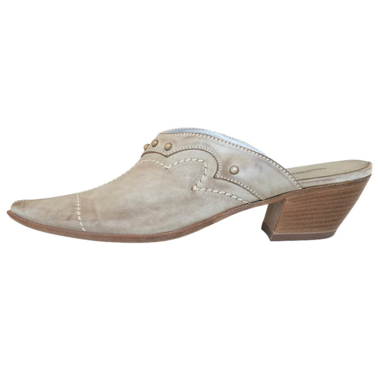 Sabot a punta NeroGiardini Vera Pelle Beige Savana Fondo in cuoio