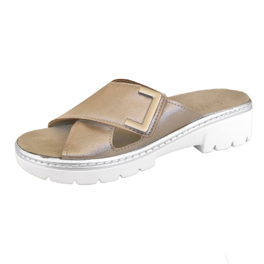 Ciabatte CinziaSoft MZB56-T Vera Pelle Oro Rosa con strap e plantare estraibile