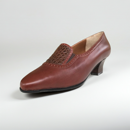 Scarpe donna Lady Confort 015, Vera Pelle, Marrone Cuoio, con Elastici Laterali