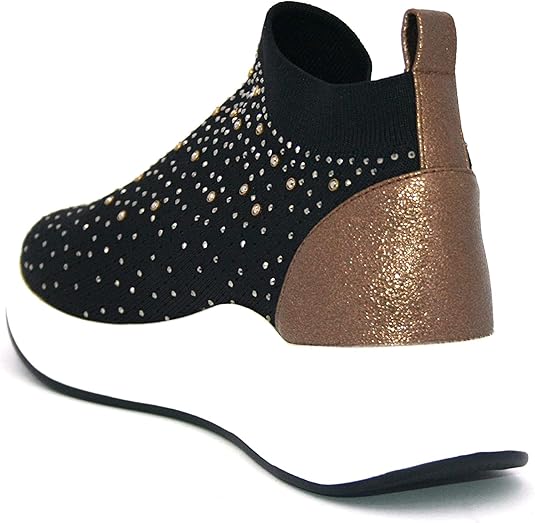 Sneaker Running Elastica Donna  Pregunta PCG03 Nero, Tessuto elasticizzato e Vera Pelle - Numero 36 (EU) - Comfort, Performance e Stile