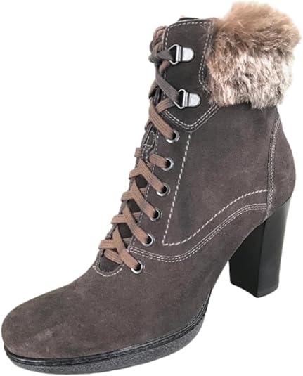 Stivaletti Eleganti con Pelliccetta Donna NeroGiardini, Tacco 8 cm con Plateau, Camoscio, Grigio Antracite – Art. A106501D
