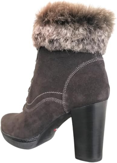 Stivaletti Eleganti con Pelliccetta Donna NeroGiardini, Tacco 8 cm con Plateau, Camoscio, Grigio Antracite – Art. A106501D