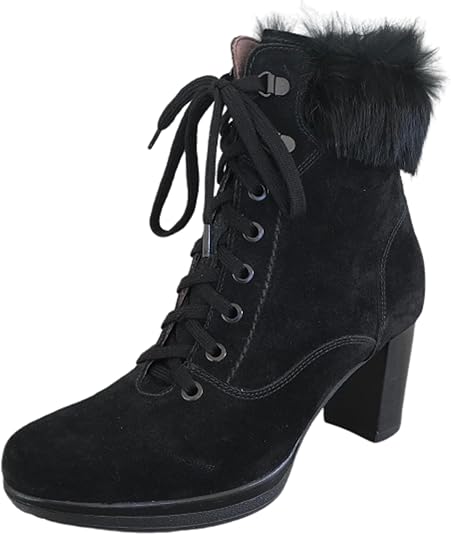 Stivaletti Neri Invernali Donna NeroGiardini A207801D - Tacco 6.5 con Plateau, Vera Pelle Scamosciata, Cerniera Laterale, Pelliccetta Nera - Numero 37