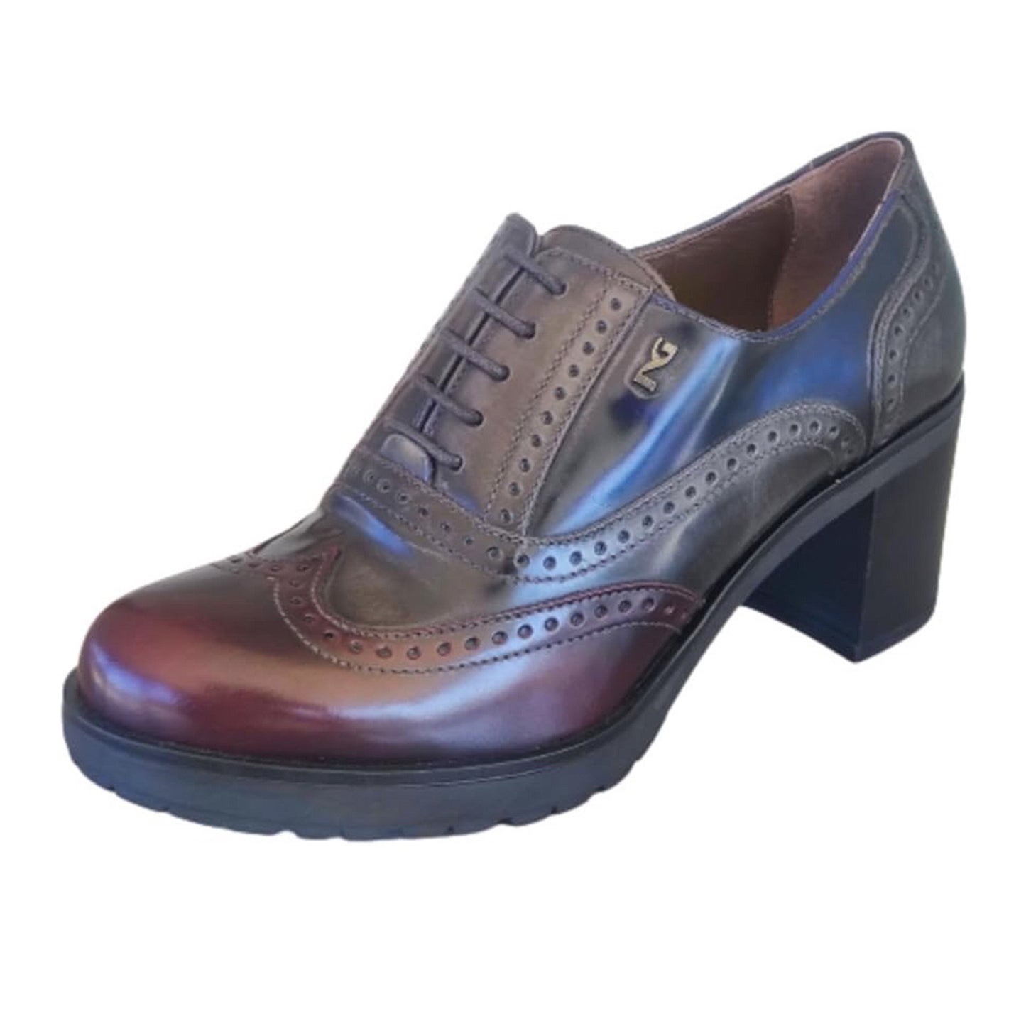 Scarpe Francesine Donna NeroGiardini A616491D Tacco a blocco e plateau, Vera Pelle Abrasivato, Bordeaux, Antracite, Blu - Numero 37 (EU)
