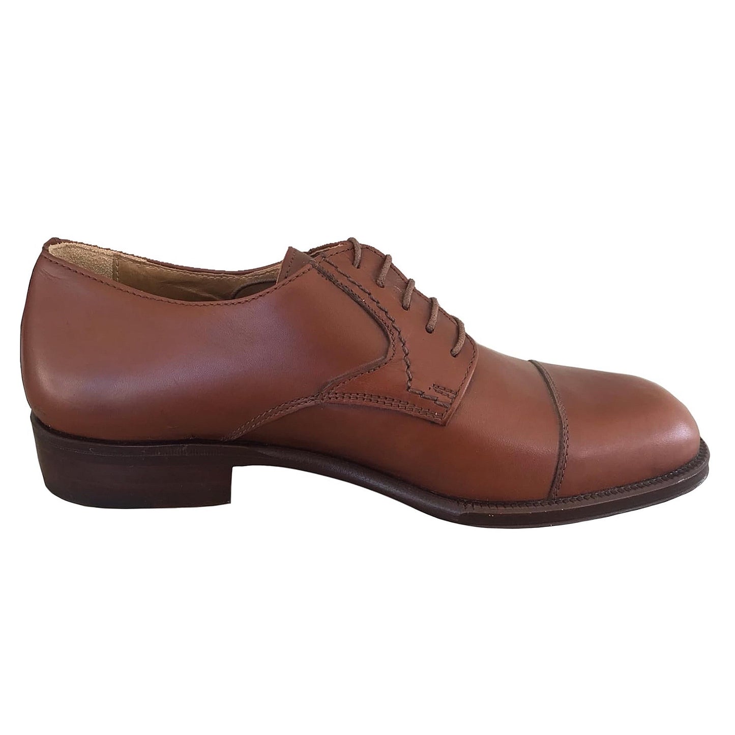 Scarpe Classiche Stringate Uomo Colletti 964 Vera Pelle Marrone Fondo Cuoio
