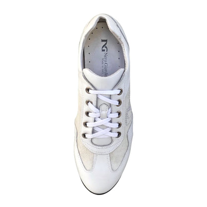 Sneakers Donna NeroGiardini P308452D Vera Pelle Bianco con fondo specchiato