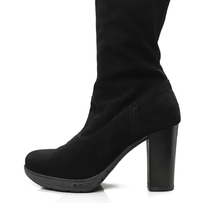 Stivali sopra al ginocchio Donna NeroGiardini A005205D - in Vera Pelle scamosciata, con plateau, cerniera zip, Tacco 9 cm, Nero