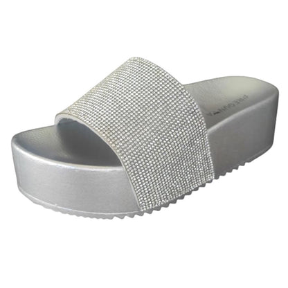 Ciabatte Argento Donna Pregunta Shoes 9000 Platform, fascia strass