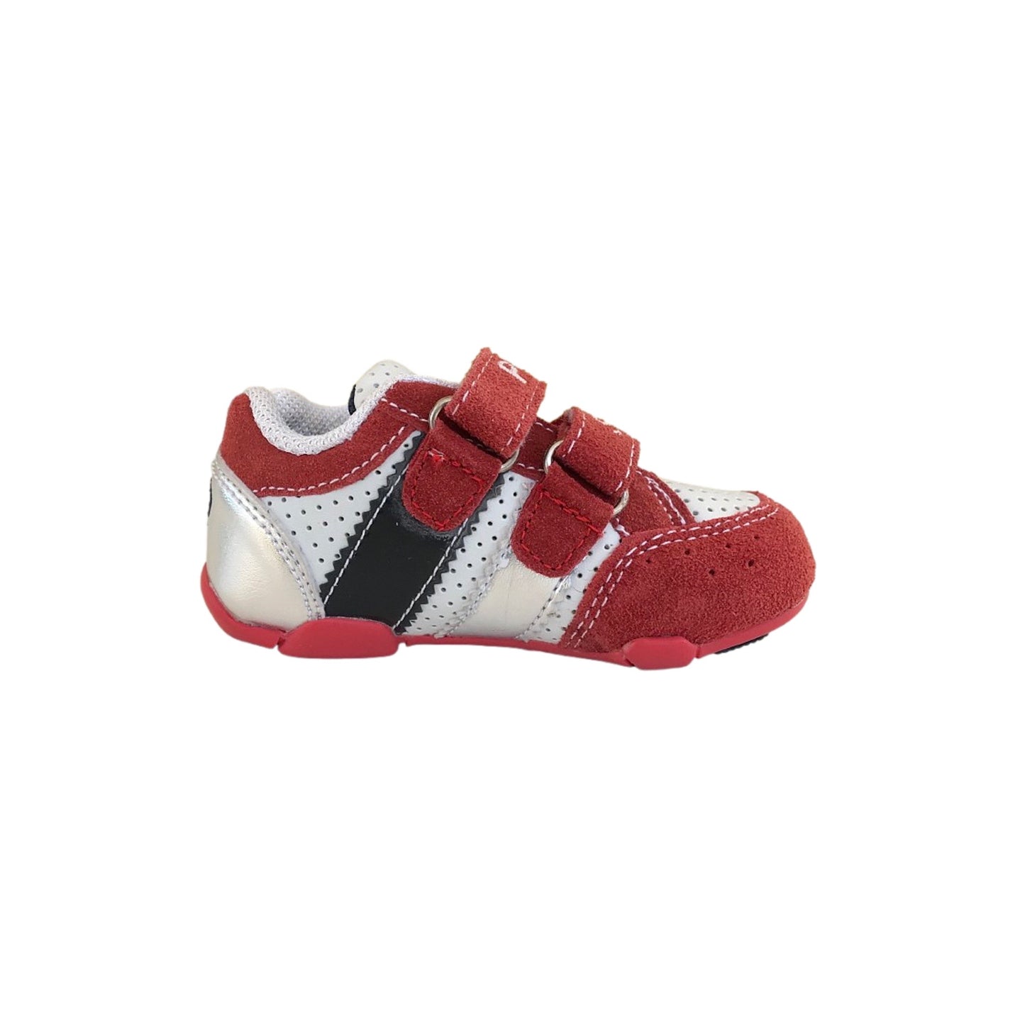 Scarpe Bambino Primigi 83841 Nappa Rosso Bianco e Argento chiusura strappo