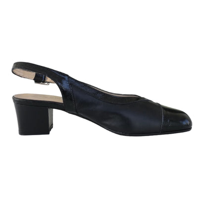 Décolleté Slingback Cinzia Valle 3502 in Vera Pelle Naplak e Nappa Nero
