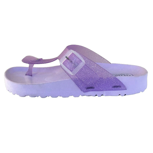 Ciabatte Donna Infradito Comfort con Glitter, Lilla, Sandali da Spiaggia e da Passeggiata