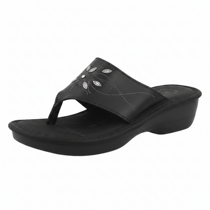 Ciabatte infradito FlyFlot Donna Nero Vera Pelle, 35