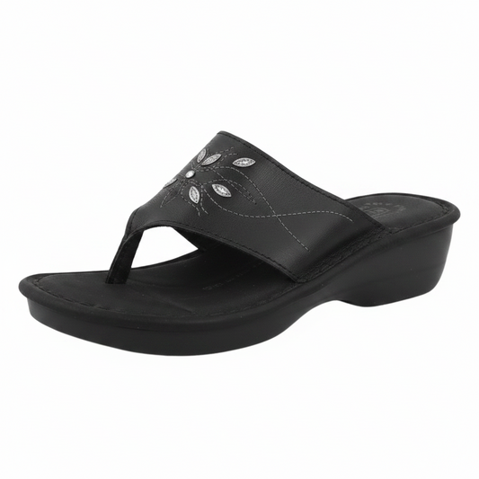 Ciabatte infradito FlyFlot Donna Nero Vera Pelle, 35